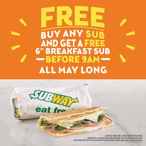 Subway Buy One Get One Free Breakfast Sub! - Frugallydelish.com