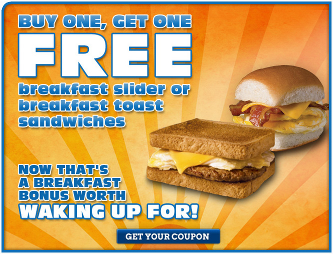 White Castle ~ Buy1 Get 1 Free ~ Breakfast Slider or Breakfast Toast ...