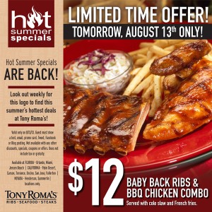 Tony Roma Baby Back Aug